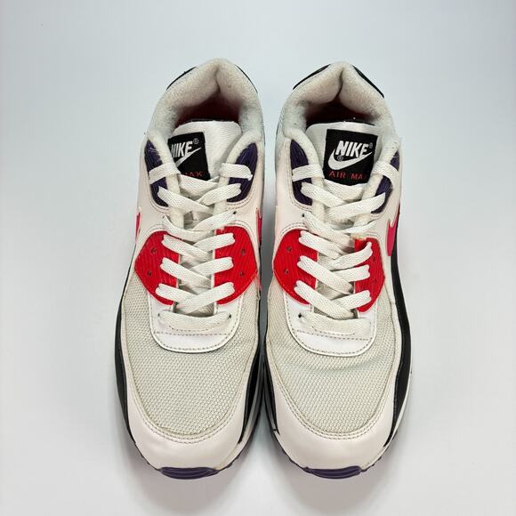 Nike Air Max 90 White Black Lace Up Comfort Running Shoes AJ1285-106 Men's Sz 10 - Picture 3 of 11